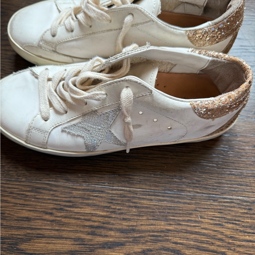 White Sneakers with Silver Star Accent